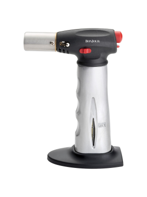 Bonjour Brushed Aluminum Chef's Torch With Fuel Gauge