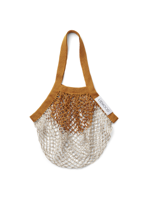 Mesh Tote . Organic Cotton Aldo Bag - Mustard / Sandy