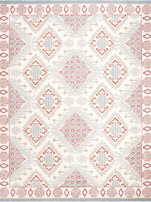 Micro-loop Ivory/red Area Rug