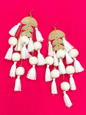 At Your Best Off White Tassel Statement Earrings