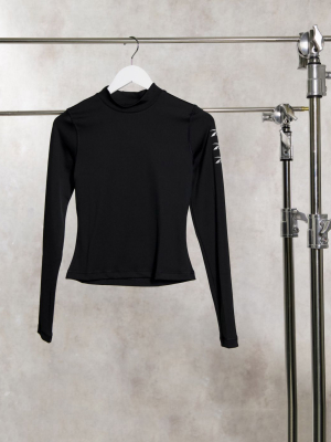 Reebok Training High Neck Long Sleeve Top In Black