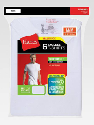 Hanes® Men's 6pk Crew Neck T-shirt With Fresh Iq - White