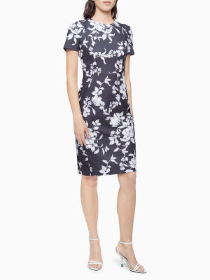 Floral Short Sleeve Sheath Dress