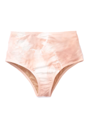 High Waisted Swim Bottom In Tie Dye Blush