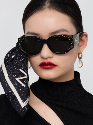 Debbie D-frame Sunglasses In Sparkled Black