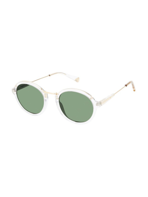 Kate Young For Tura "fiona" Sunglasses In Crystal