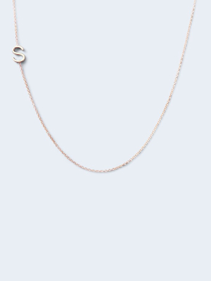 "s" Alphabet Letter Necklace In Rose Gold