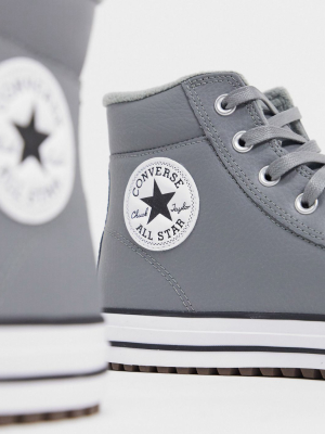 Converse Chuck Taylor All Star Leather Boots In Gray