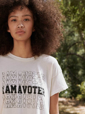 Limited Edition: The I Am A Voter Boxy Crew. -- Washed White