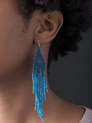 Indigo Dip Hand Beaded Earrings