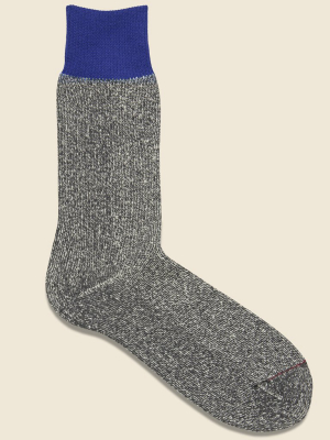 Silk & Cotton Double Face Sock - Blue/grey