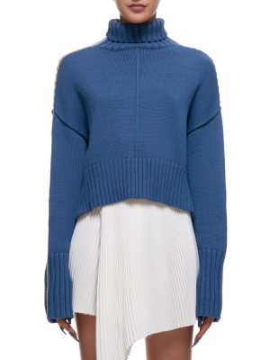 Cropped Oversized Sweater (725-yn007-indigo)