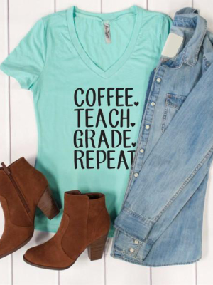 Coffee Teach Grade Repeat Tshirt