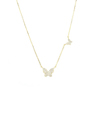 Sterling Double Butterfly Necklace