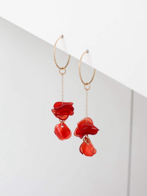 Nina Upcycled Chain Drop Earrings - Coral