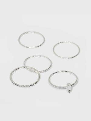 Clear Stone And Four Thin Ring Set - A New Day™ Silver