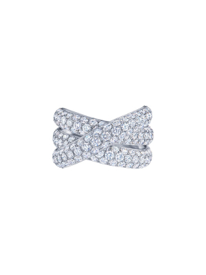 Moonlight 3-row Crossover Diamond Ring - White Gold