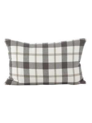 Plaid Down Filled Throw Pillow Gray - Saro Lifestyle