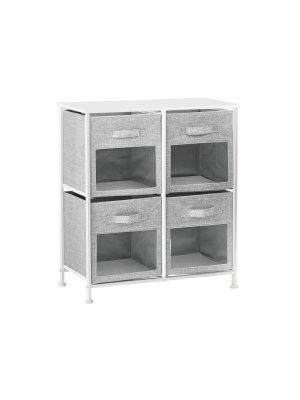 Mdesign Vertical Furniture Storage Tower With 4 Fabric Drawer Bins