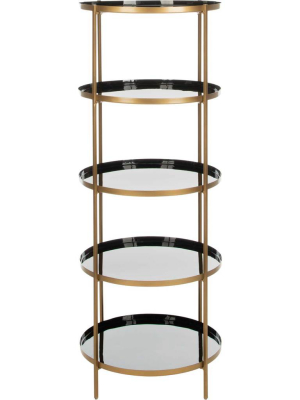 Tiana Round 5 Tier Etagere Black/brass