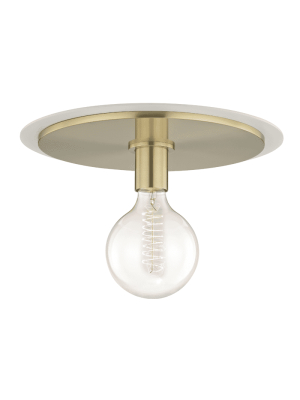 Milo 1 Light Large Flush Mount - Aged Brass/white