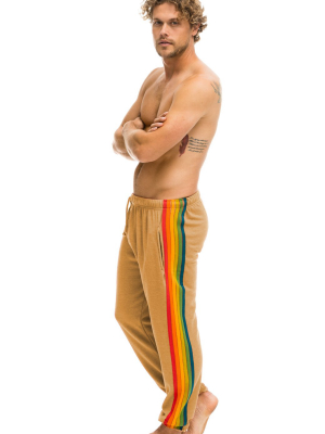 6 Stripe Sweatpants - Light Khaki // Rainbow Stripes