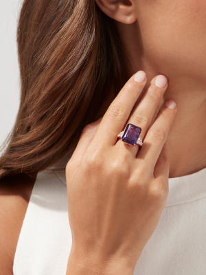 Effy 14k Rose Gold Amethyst And Diamond Cocktail Ring, 11.94 Tcw