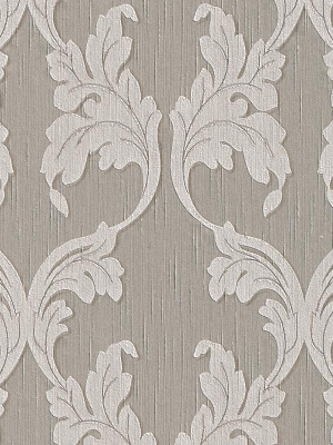 Scrollwork Floral Curve Wallpaper In Grey And Beige Design By Bd Wall