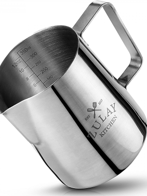 Zulay Kitchen Stainless Steel Milk Frothing Pitcher With Easy To Read Measurements