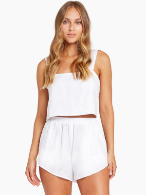 Tallows Linen Crop Top - Ecolinen White