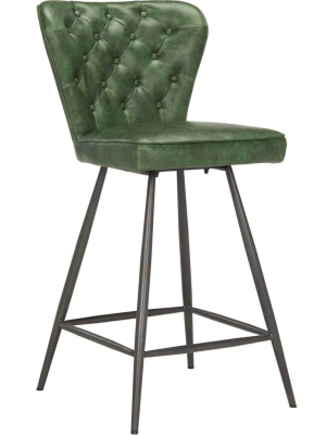 Aster Leather Counter Stool Green (set Of 2)