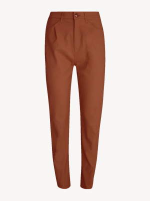 Cognac Tailored 5 Pocket Leather Pants