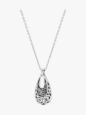 Carved Drop Pendant Necklace