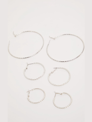 Silver Twist Texture Hoop 3 Pack