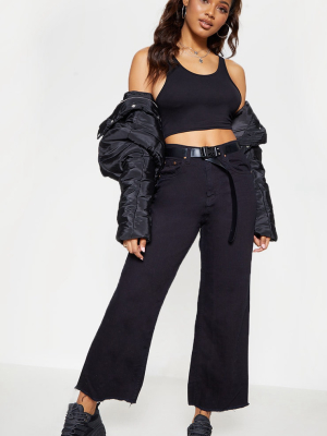 Tall Black Cropped Wide Leg Jean