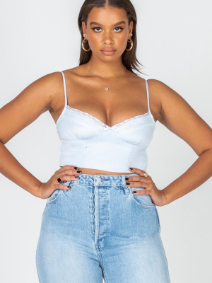 Old School Love Crop Top Blue