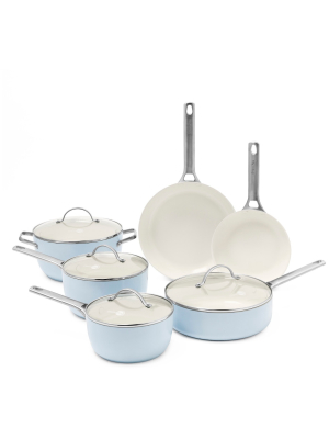 Greenpan Padova 10pc Ceramic Non-stick Cookware Set Light Blue