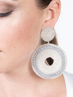 Silver Seedbead Circle Drop Pierced Earrings