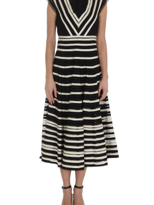 Redvalentino Point D'esprit Striped Dress