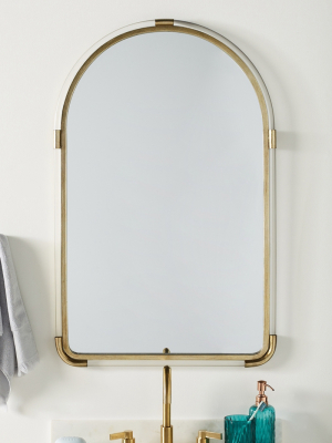 Joan Lucite And Brass Arched Mirror