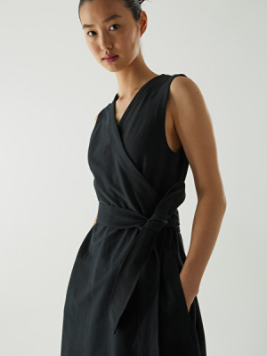 Cotton-mix Belted Wrap Dress