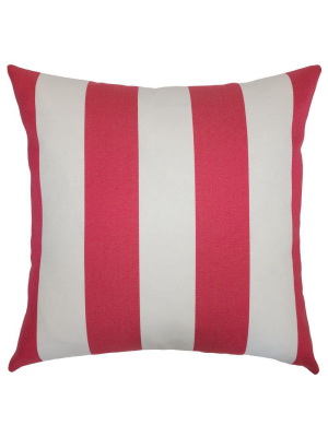 Square Feathers Home Outdoor Stripe Pillow - Berry
