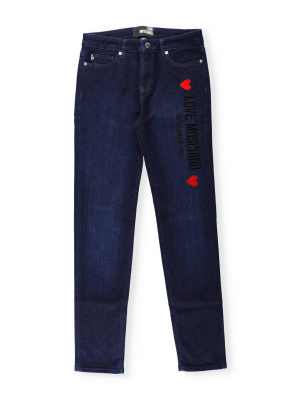 Love Moschino Logo Embroidered Skinny Jeans