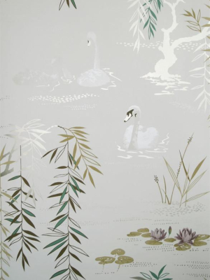 Swan Lake Wallpaper In Pearlesque By Nina Campbell For Osborne & Little