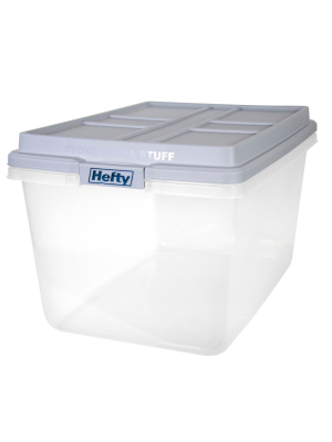 Hefty 72qt Clear Hi-rise Storage Bin With Stackable Lid Gray