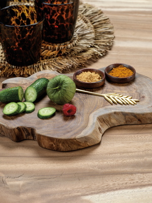 Bali Teak Root Serving Board With Condiment Bowls