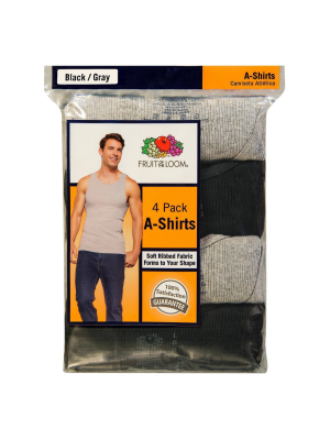 Fruit Of The Loom Men's A-shirts 4-pack - Black/gray Xxl