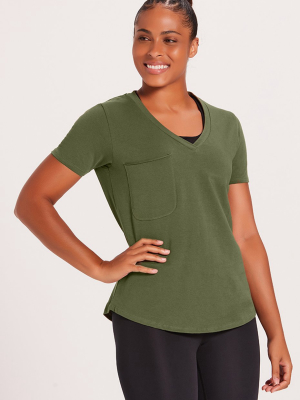 V-neck Pocket Tee - Olive