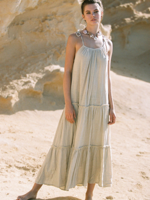 Stella Maxi Dress In Straw Cotton Gauze