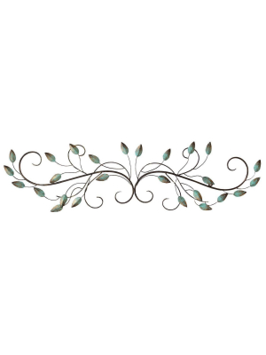 40" X 10" Scroll Leaf Wall Décor Patina - Stratton Home Décor